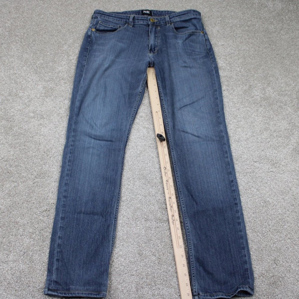 PAIGE Federal Jeans Mens 33 Blue 5-Pocket Rayon/Cotton Stretch w/ 30" inseam - Picture 2 of 15